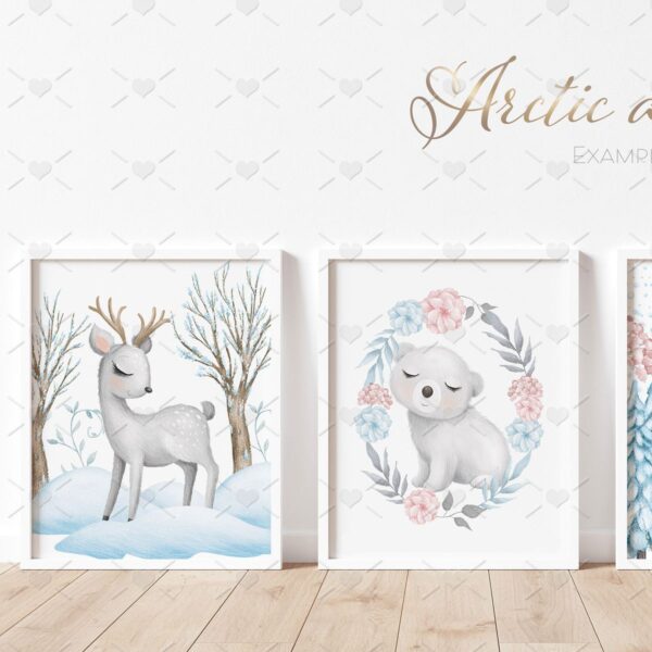 Kit Digital Animais Fofos do Ártico Cute Urso Foca Pinguim - Imagem 3
