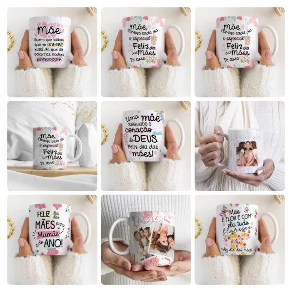 32 Designs Editáveis para Canecas Dia das Mães