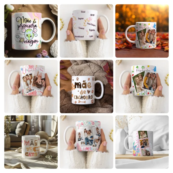 32 Designs Editáveis para Canecas Dia das Mães