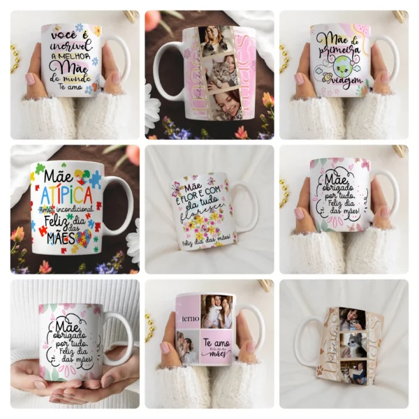 32 Designs Editáveis para Canecas Dia das Mães