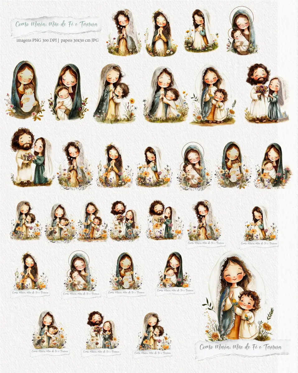 Kit Digital Maria: Aquarela de Fé e Ternura PNG 2 Kit Digital Maria: Aquarela de Fé e Ternura PNG - Imagem 2