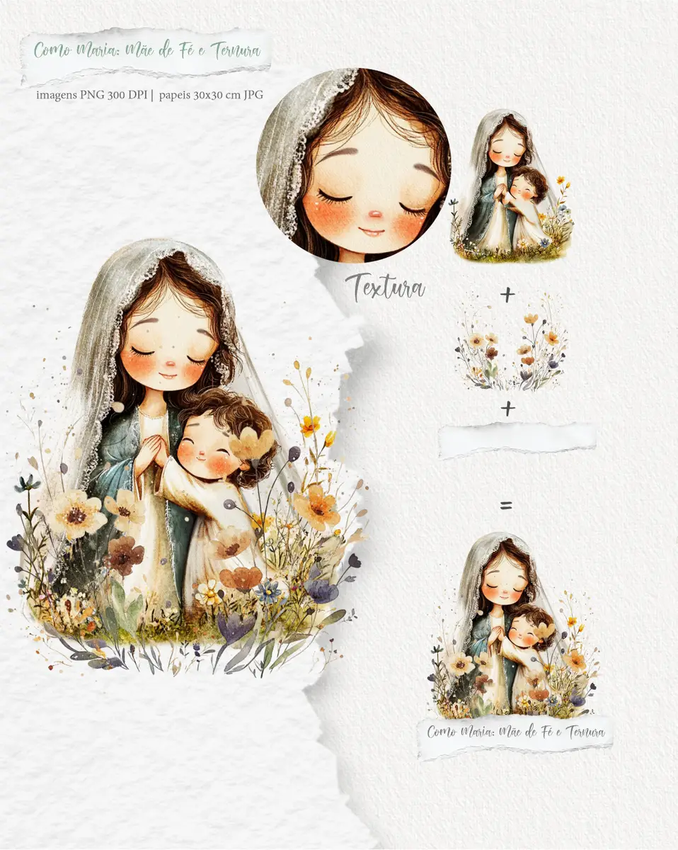 Kit Digital Maria: Aquarela de Fé e Ternura PNG 4 Kit Digital Maria: Aquarela de Fé e Ternura PNG - Imagem 4