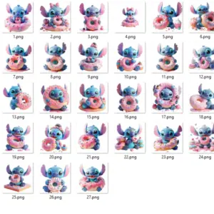Kit Digital Stitch e Donuts para Festas e Artes
