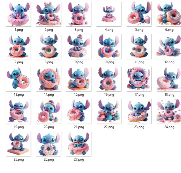 Kit Digital Stitch e Donuts para Festas e Artes
