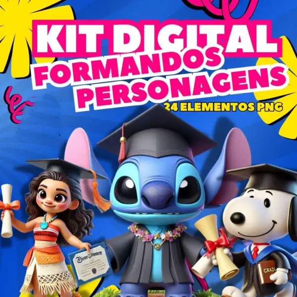 Kit Digital Formandos: Personagens Estilizados em PNG