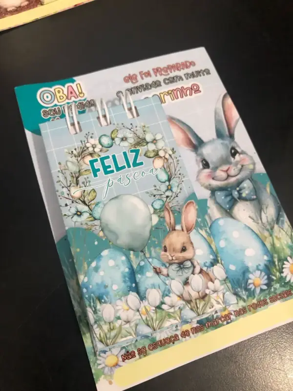 Kit Digital Páscoa: Cartão e Capa para Mini Bloco - Imagem 4
