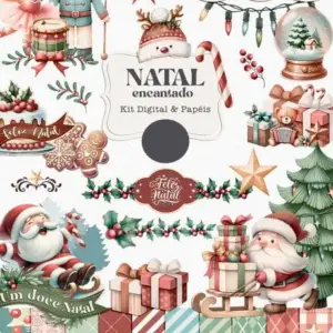 Kit Digital Natal Encantado com Papai Noel em PNG