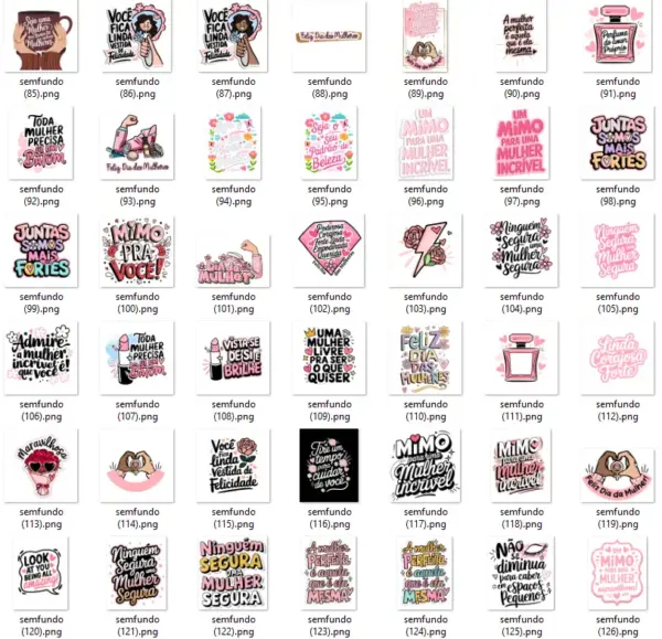 Frases Dia das Mulheres PNG Kit Digital Motivacional - Imagem 17