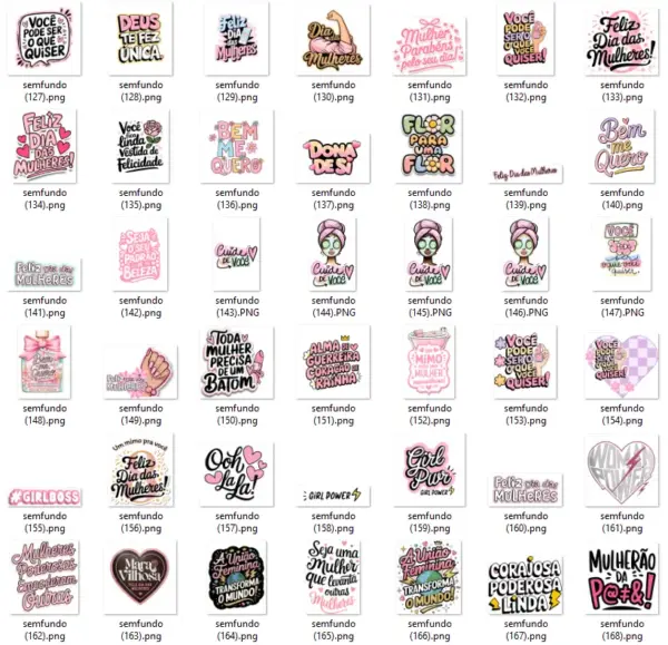 Frases Dia das Mulheres PNG Kit Digital Motivacional - Imagem 18