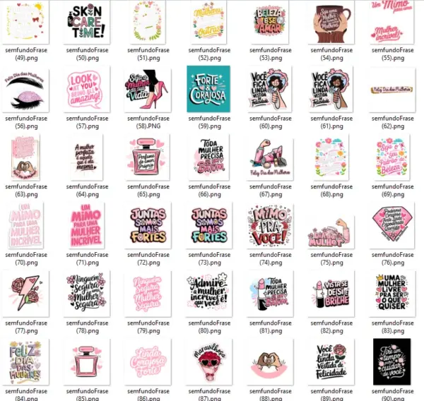 Frases Dia das Mulheres PNG Kit Digital Motivacional - Imagem 20