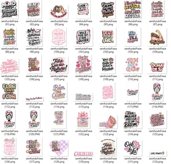 Frases Dia das Mulheres PNG Kit Digital Motivacional - Imagem 21