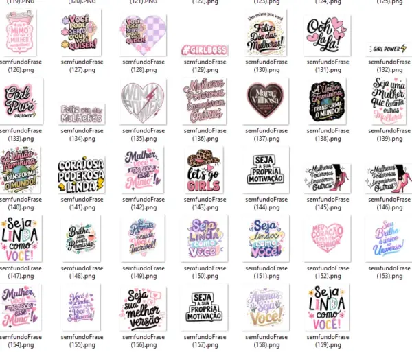 Frases Dia das Mulheres PNG Kit Digital Motivacional - Imagem 22