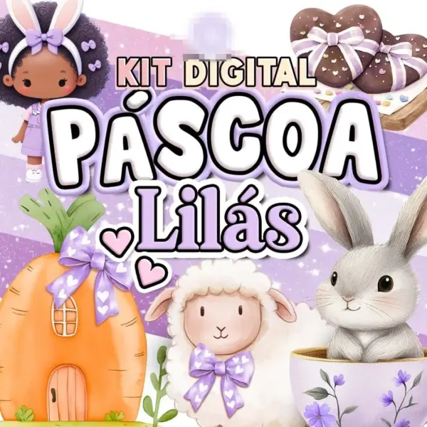 Kit Digital Páscoa Lilás em PNG para Scrapbooking e Paper Crafts