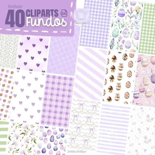 Kit Digital Páscoa Lilás em PNG para Scrapbooking e Paper Crafts - Imagem 3