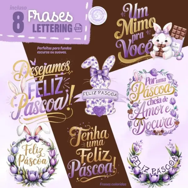 Kit Digital Páscoa Lilás em PNG para Scrapbooking e Paper Crafts - Imagem 4