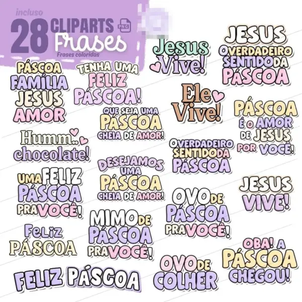 Kit Digital Páscoa Lilás em PNG para Scrapbooking e Paper Crafts - Imagem 5