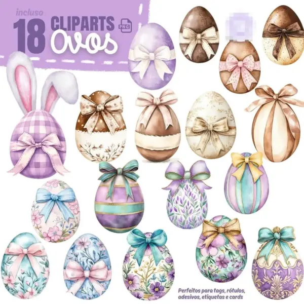 Kit Digital Páscoa Lilás em PNG para Scrapbooking e Paper Crafts - Imagem 6