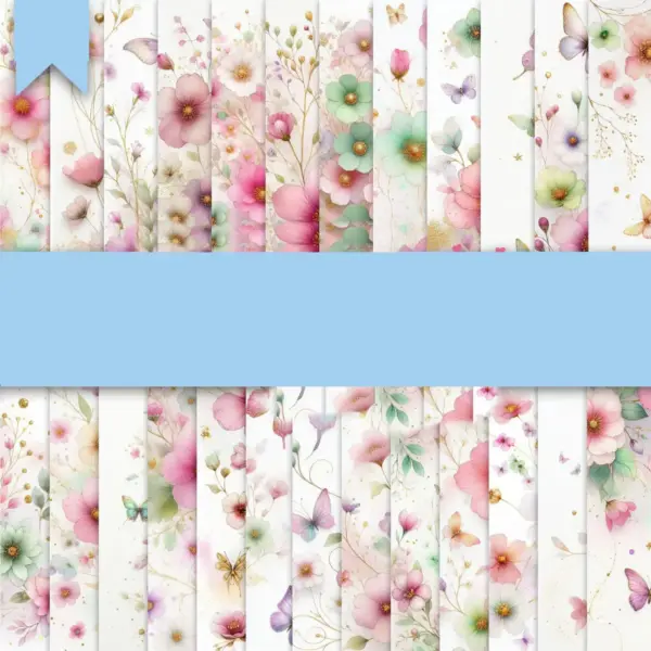 Kit Digital Papéis Florais Borboletas PNG Fundos Scrapbooking