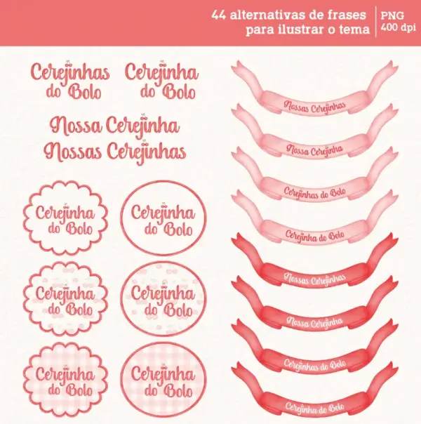 Kit Digital Cerejinhas Aquarela PNG Scrapbooking e Cartonagem - Imagem 5