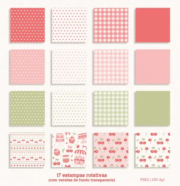 Kit Digital Cerejinhas Aquarela PNG Scrapbooking e Cartonagem - Imagem 7