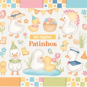 Kit Digital Patinhos Aquarela PNG Arquivos Personalização