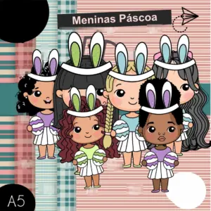 Kit Digital Mascote Pascoa Menino e Menina PNG Personalizado