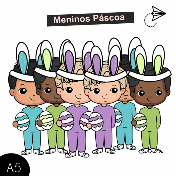 Kit Digital Mascote Pascoa Menino e Menina PNG Personalizado - Imagem 4