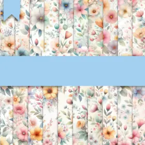 Kit Digital Papéis Florais Pastéis Scrapbooking e Cartonagem