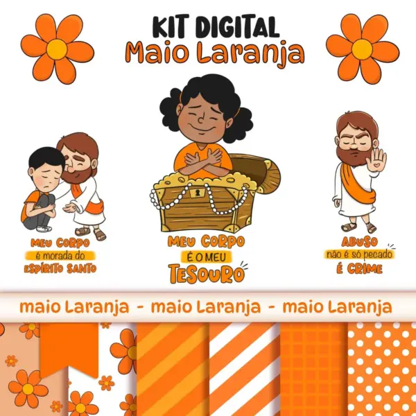 Kit Digital Maio Laranja PNG para Sublimação e Personalização
