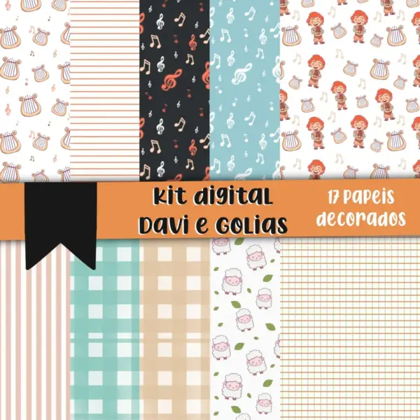 Kit Digital Davi e Golias PNG para Scrapbooking Personalizado - Imagem 2