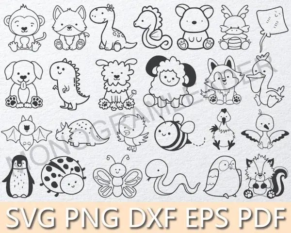 Kit Digital Contorno Animais PNG para Scrapbooking e Sublimação - Imagem 2