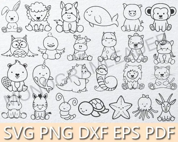 Kit Digital Contorno Animais PNG para Scrapbooking e Sublimação - Imagem 4