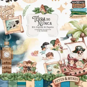 Kit Digital Terra do Nunca PNG para Scrapbook e Sublimação