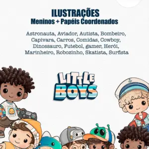 Kit Digital Meninos Little Boys PNG para Scrapbook e Sublimação