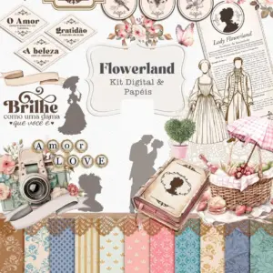 Kit Digital Flowerland PNG com Designs Florais para Personalização