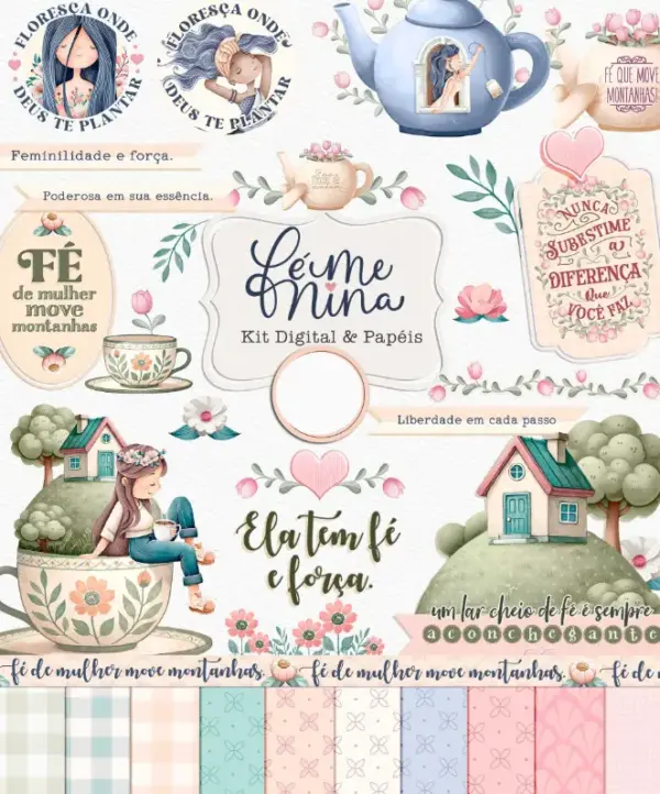 Kit Digital Frases PNG Feminino para Personalizar Presentes