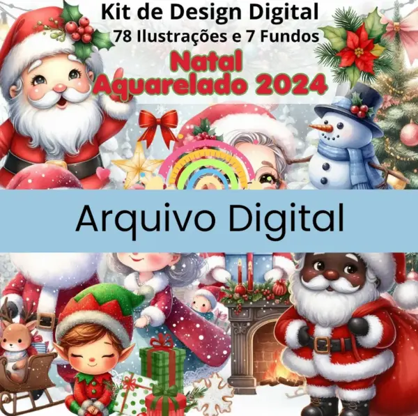 Kit Papai Noel PNG para Sublimação e Scrapbook Natalino