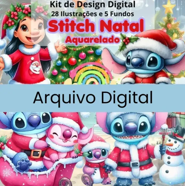 Kit Digital Stitch PNG Festivo para Personalização