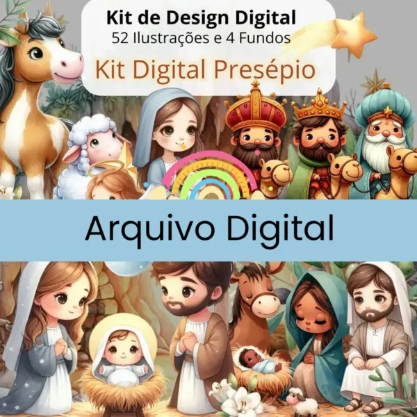 Kit Digital Presépio PNG Artesanato Natalino Personalizado