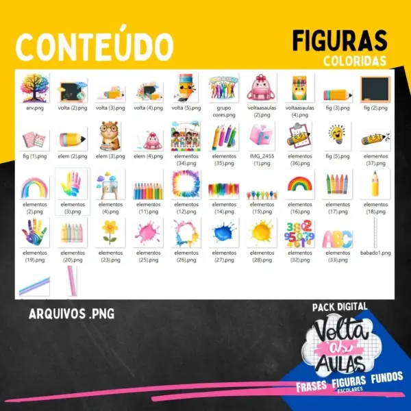 Kit Digital Mascotes Volta às Aulas PNG Scrapbook e Papelaria - Imagem 4