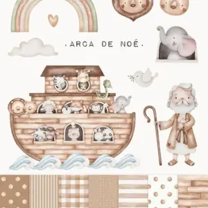 Kit Digital Arca de Noé PNG para Scrapbooking e Sublimação