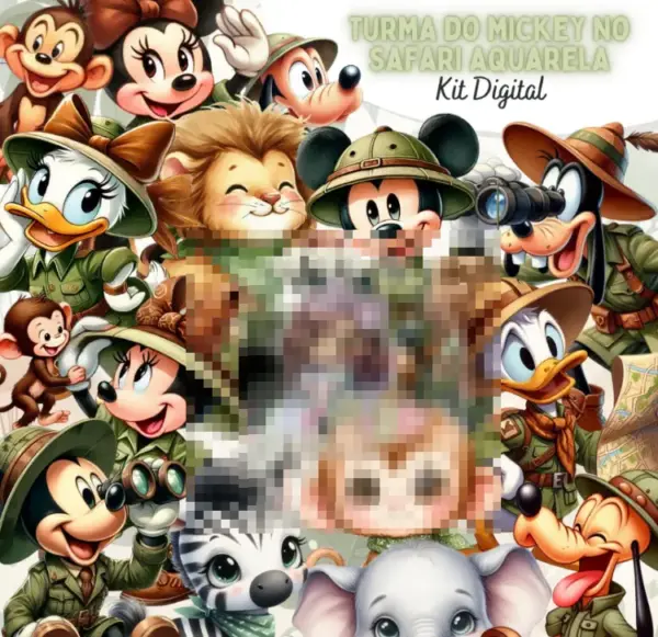 Kit Digital Turma Mickey Safari Arquivos PNG Personalizados