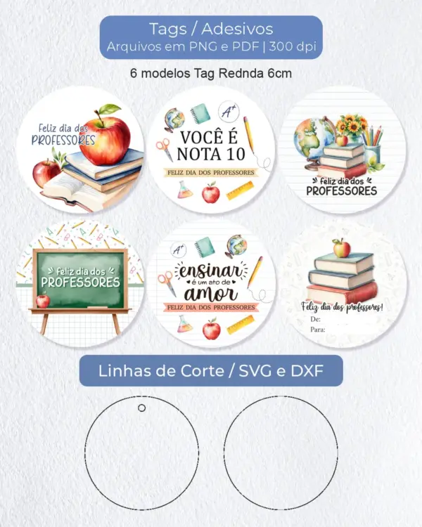 Tag Redonda 6cm para Professores Personalizada - Imagem 2