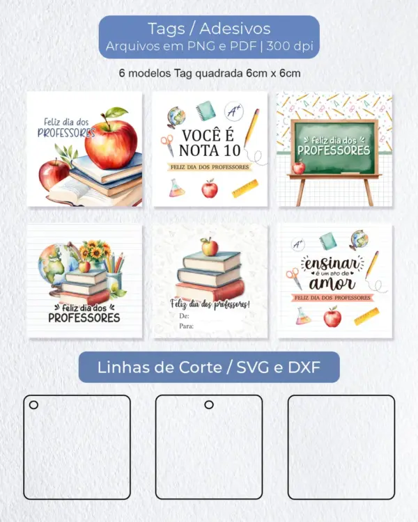 Tag Quadrada 6cm Professores Personalizada para Presentes - Imagem 2