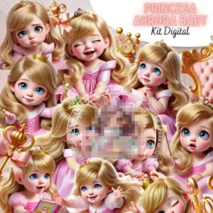 Kit Digital Princesa Aurora Baby Cute para Personalizados