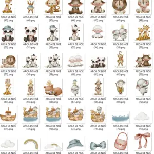 Kit Digital Arca de Noé Aquarelado PNG para Sublimação