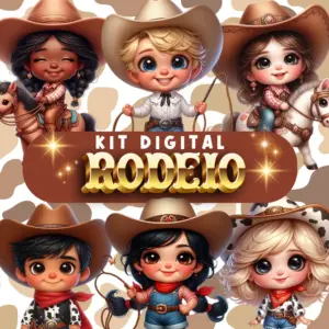 Kit Digital Rodeio Cowboy PNG Festa Vaquera Infantil