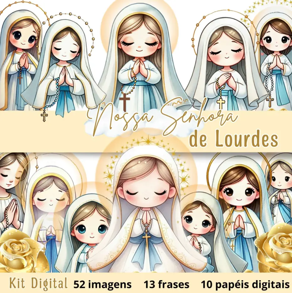 Kit Digital Nossa Senhora de Lourdes PNG Sublimação 1 Kit Digital Nossa Senhora de Lourdes PNG Sublimação