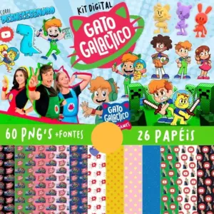 Kit Gato Galatico PNG para Sublimacao Personalizada