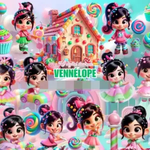 Kit Digital Vanellope Mundo Doce PNG para Sublimacao